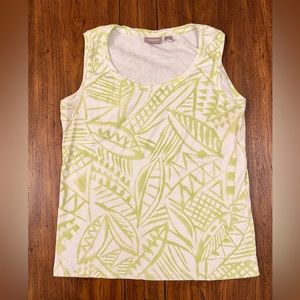 Chico’s Cotton Tank- Lime Green/White- Size 2